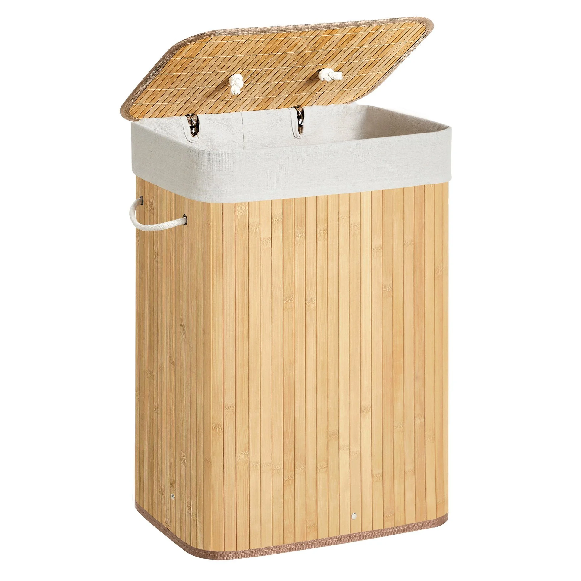 SONGMICS Wäschekorb mit Deckel aus Bambus faltbar Wäschesammler