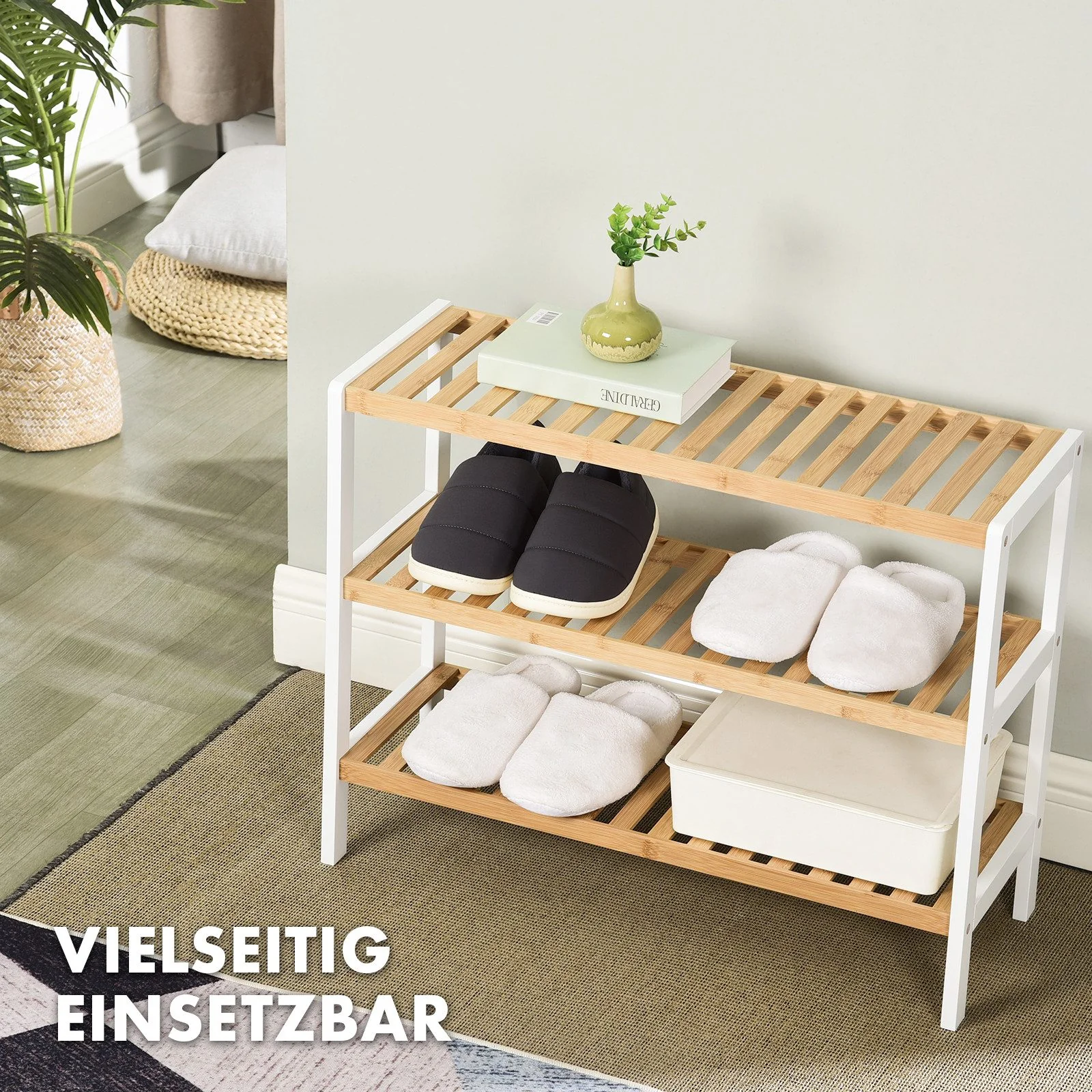 FLOORDIREKT Schuhregal aus Bambus Michigan, Stilvoll und platzsparend