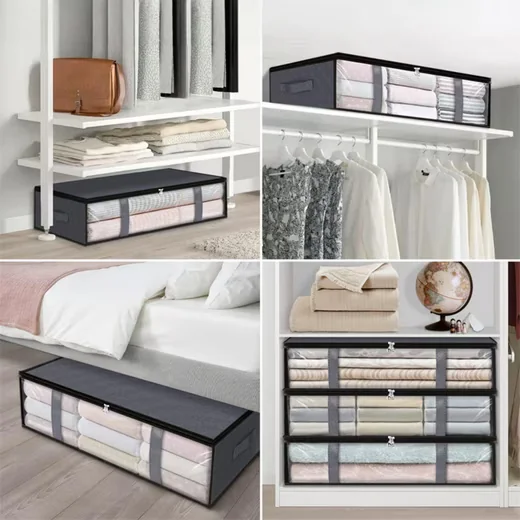 Unterbettkommode Unterbett Aufbewahrungsbox mit deckel transparente Aufbewahrungstasche