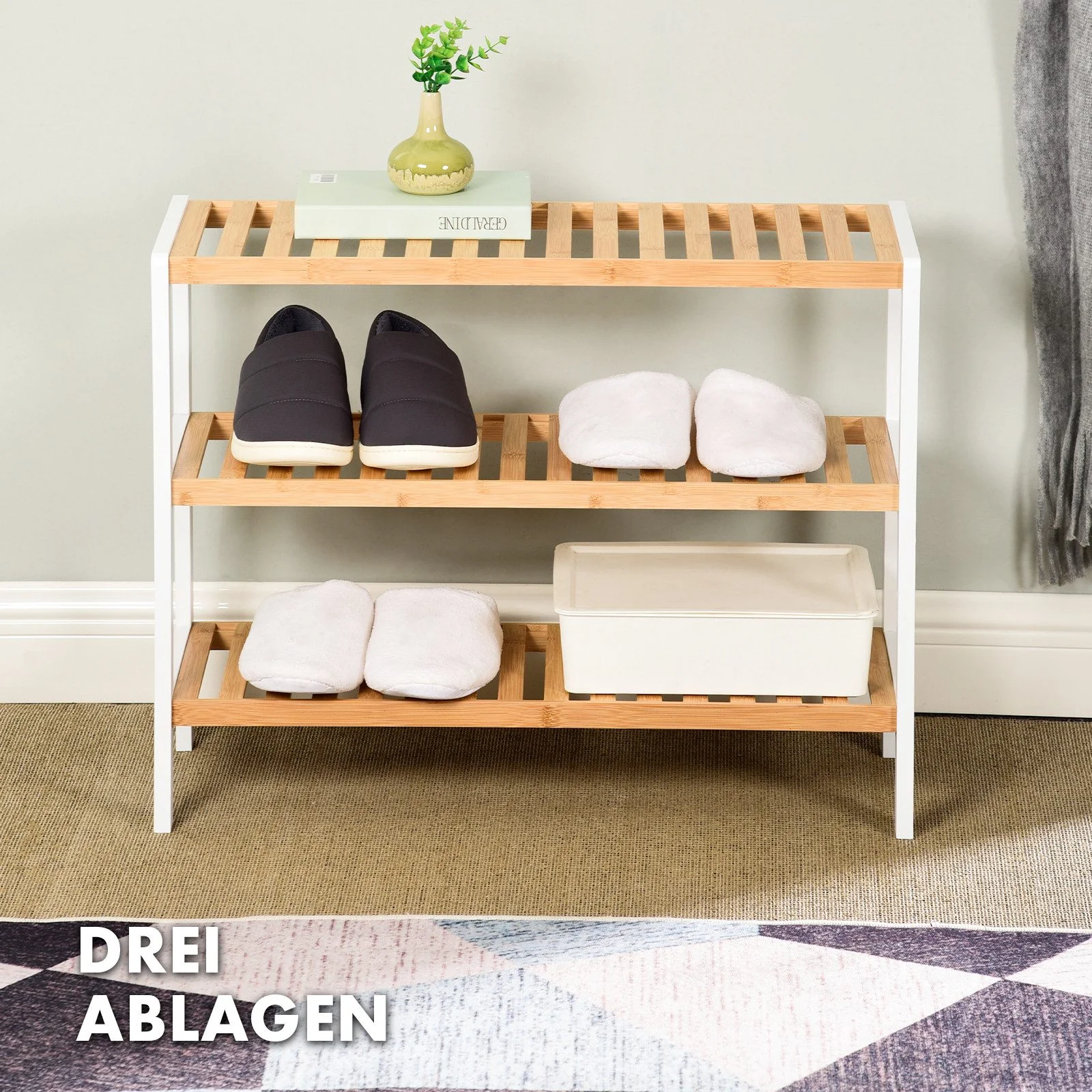 FLOORDIREKT Schuhregal aus Bambus Michigan, Stilvoll und platzsparend