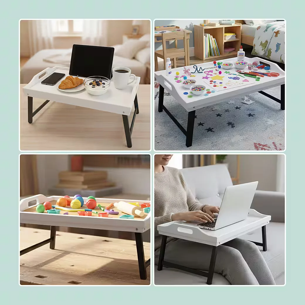 Relaxdays Betttablett aus Bambus Tabletttisch Frühstückstablett