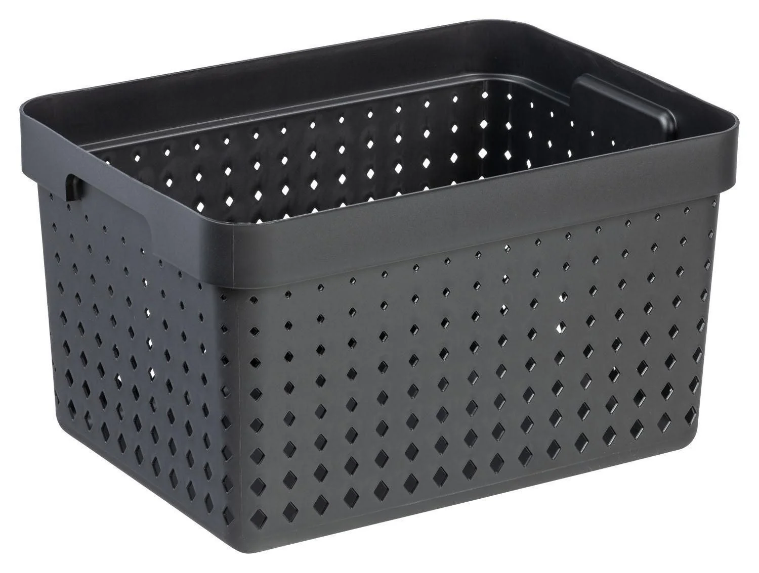 PLAST TEAM Aufbewahrungsbox SEOUL, B 35,7 x H 26,8 cm, Schwarz, Kunststoff Stapelbar, mit Diamantlochung