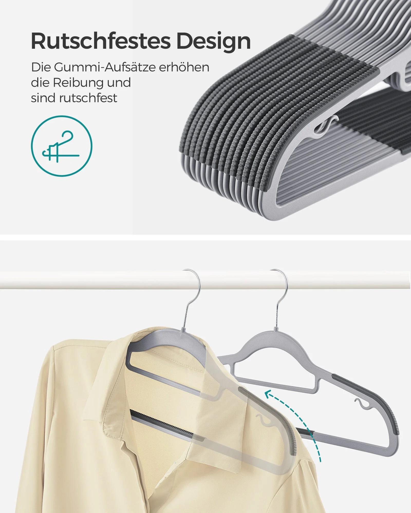 SONGMICS Kleiderbügel Kunststoff rutschfest