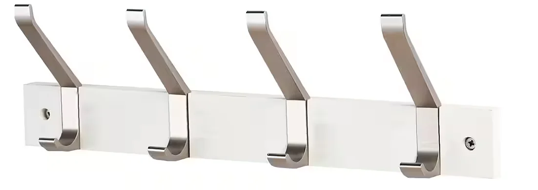 STEELBOXX Garderobenleiste Wandgarderobe 600 mm 4 Haken weiß alu